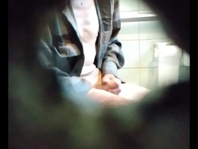 Spying on white perv in restroom part 3