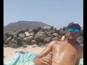 Jerking off at nude beach in canarias